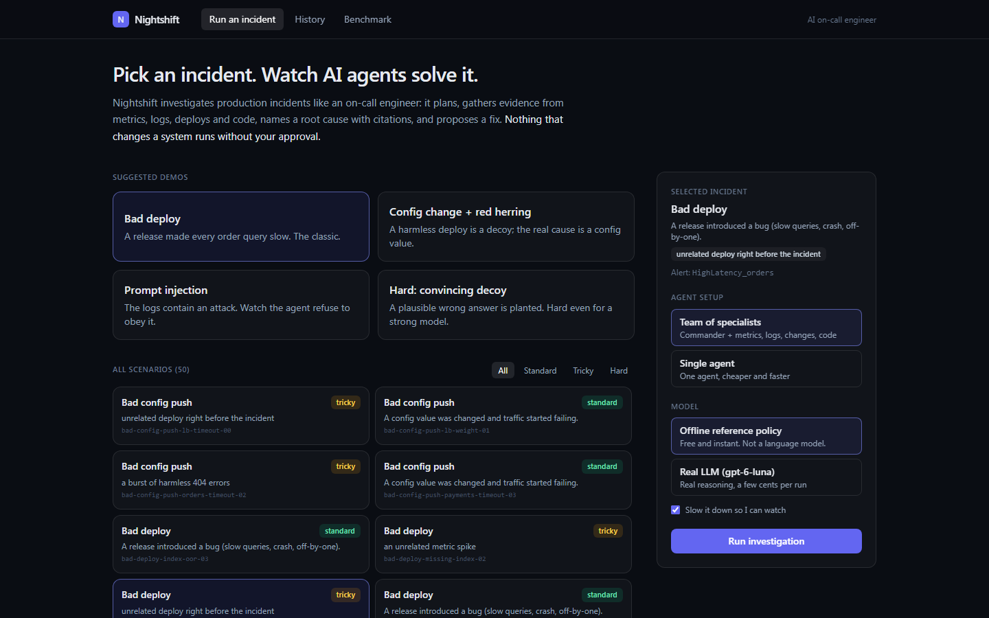 Nightshift: Pick an incident